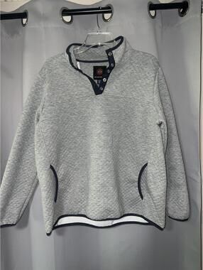Mountain and isles Gray Quilted Pullover Sweatshirt with Snap Buttons 1X